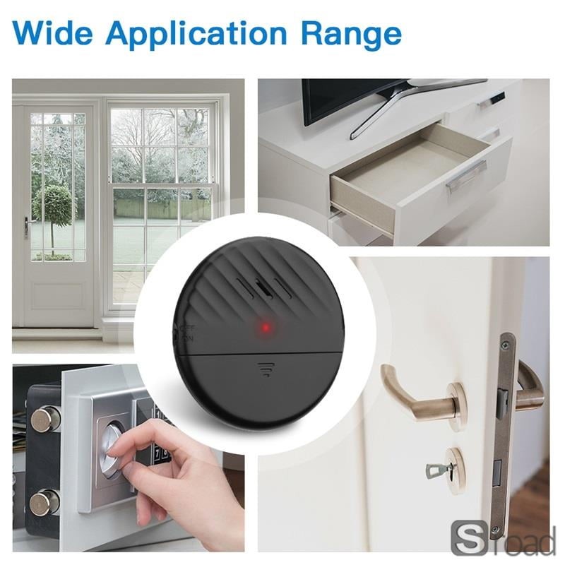 Wireless Vibration Sensor Alarm 125dB, Adjustable Sensitivity For Window Door