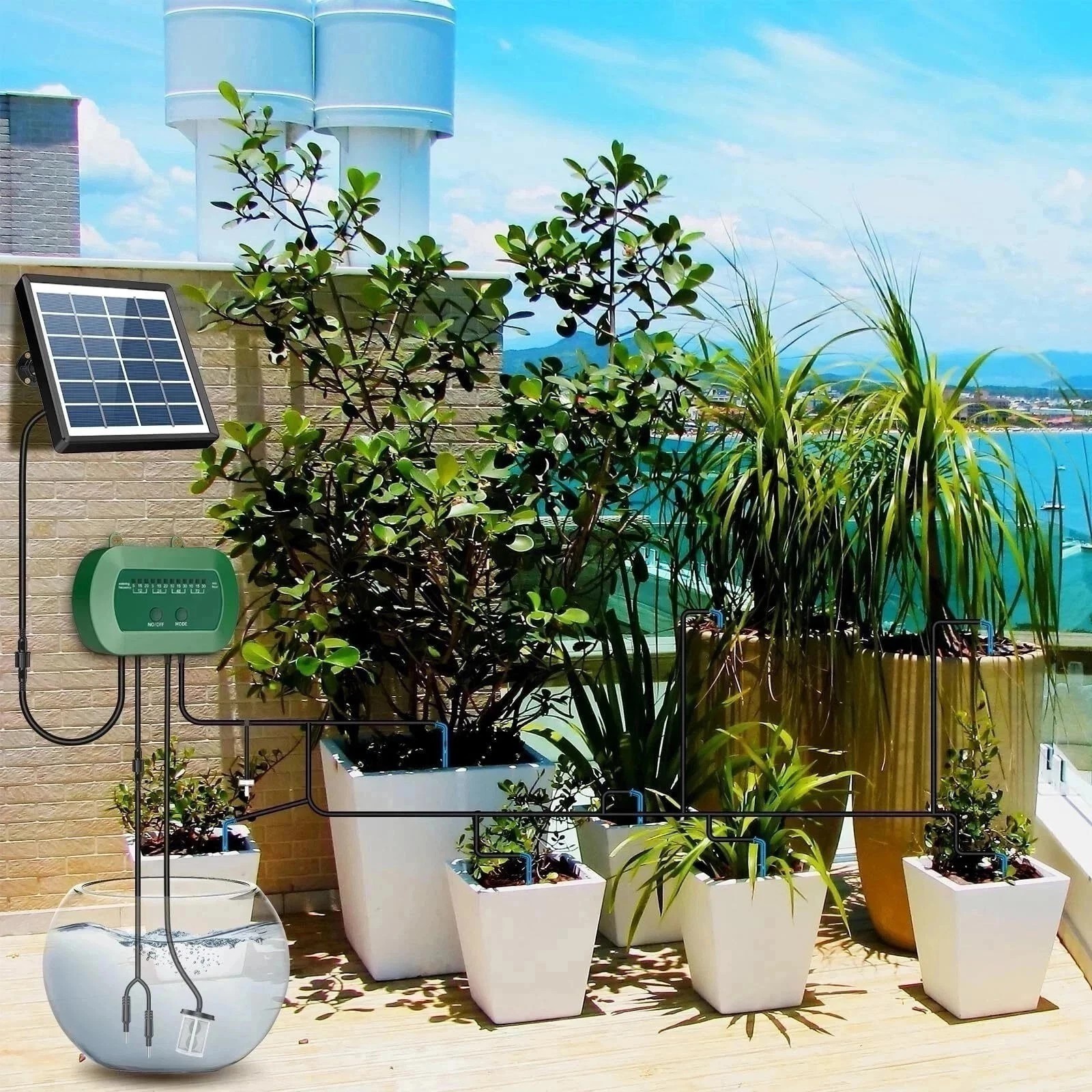 🌈50FT Solar Automatic Drip Irrigation System Kit Plant Watering Timer Garden