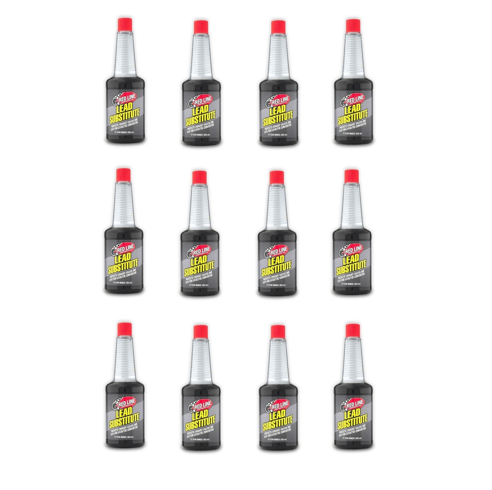 Red Line Oil Gasoline Lead Substitute Fuel Additive 12 oz Bottles Set of 12