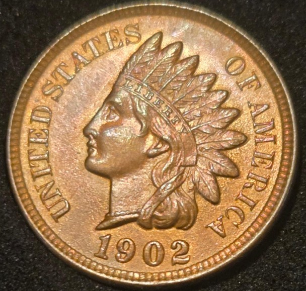 1902 Indian Head Cent - Excellent Uncirculated RB - FREE SHIPPING
