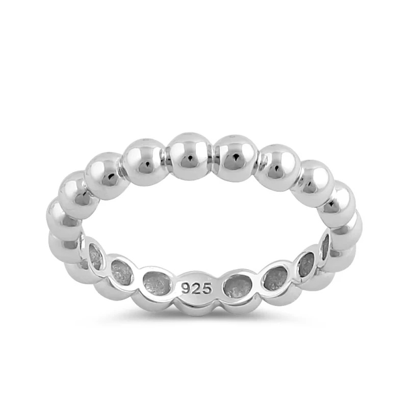 925 Sterling Silver Thick Stackable Bead Ring