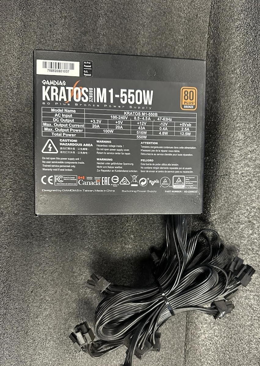 Gamdias KRATOS M1-550B GD-KRATOS M1-550B w/o RGB 550 W Power Supply -USED