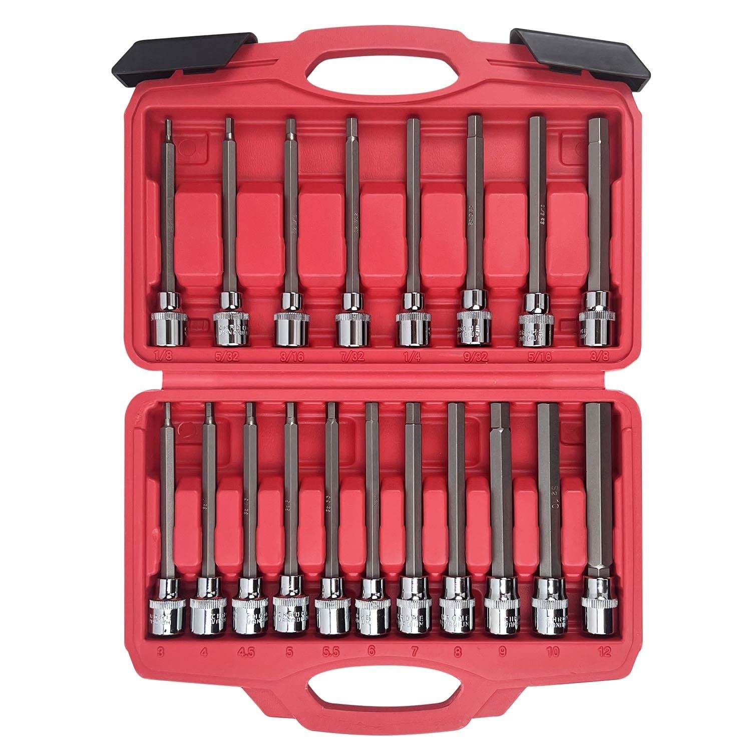 AMM 19-Piece 3/8 Inch Drive Extra Long Allen Hex Bit Socket Set, Standard SAE...