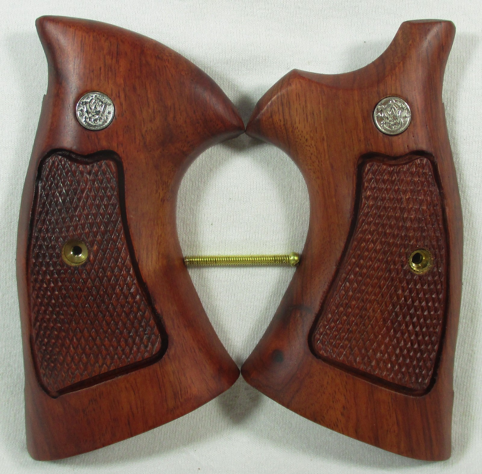 New, Wood checkered grips for S&W Revolvers, N Frame, Square Butt