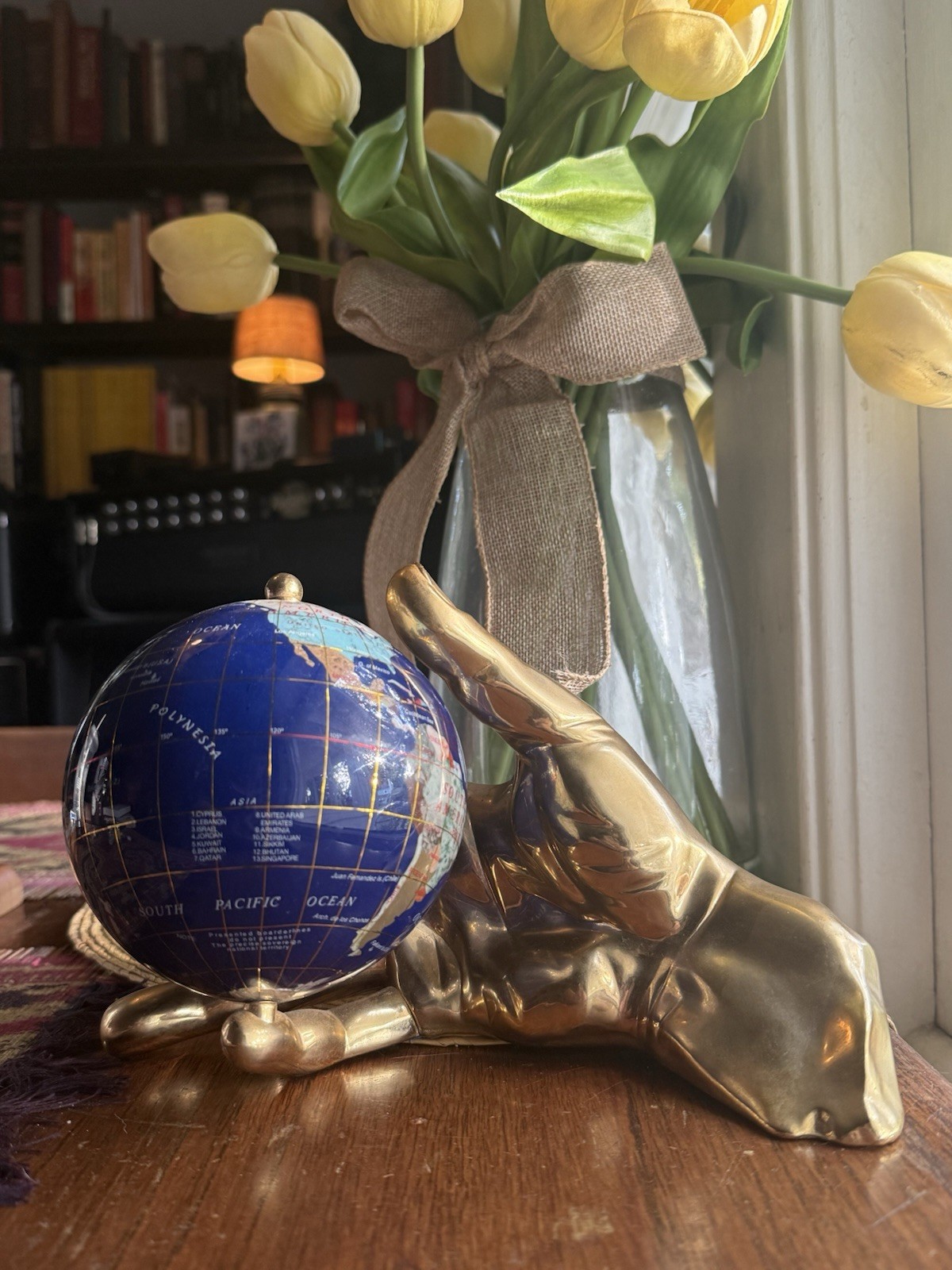 Alexander Kalifano Gemstone World Globe Hand Desk Globe Paper Weight