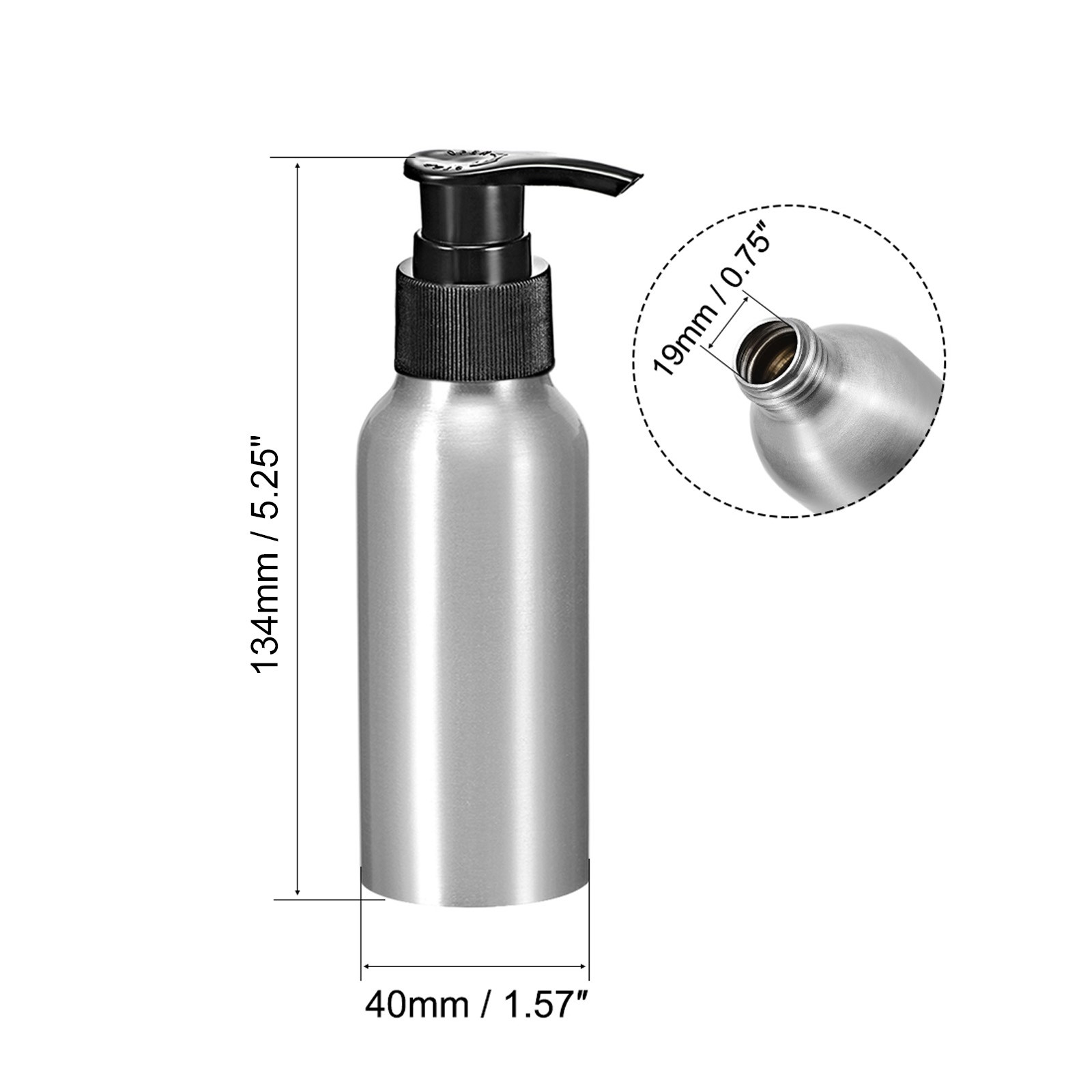 3.4oz/100ml Aluminium Pump Bottle Empty Refillable Container Travel Bottle