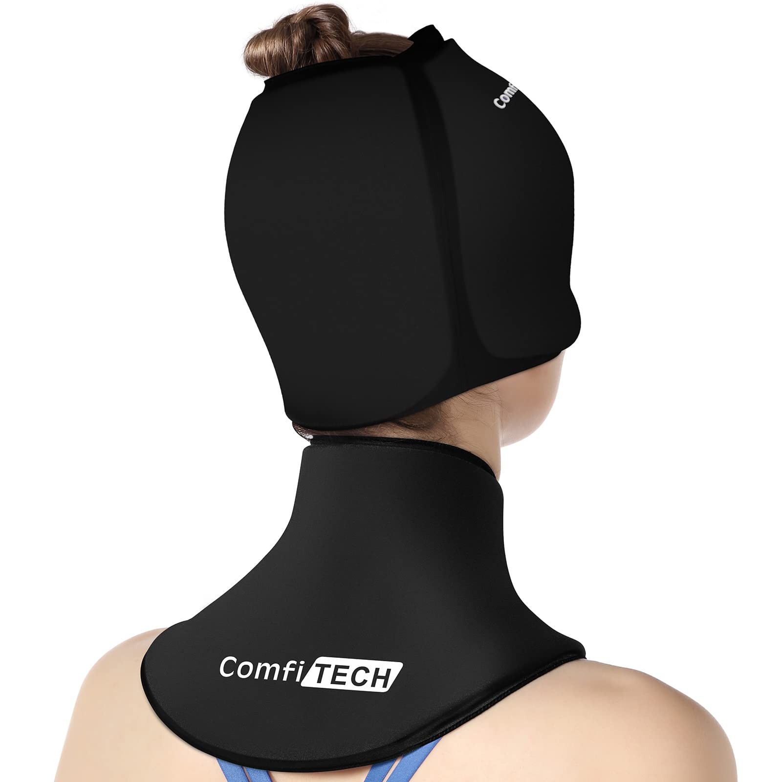 ComfiTECH Cold Cap and Neck Ice Pack Wrap Gel Combo, Care Medium, Black