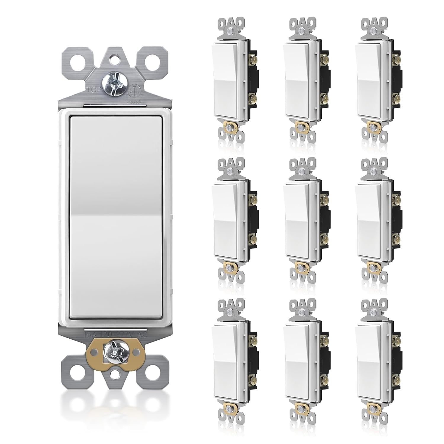 TOPELER 10 Pack Single Pole Decorator Light Switch, Decorative Paddle Rocker Swi