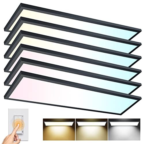 6PACK 1x4 LED Flat Panel Light Surface Mount LED Ceiling 1x4FT 6PACK Black