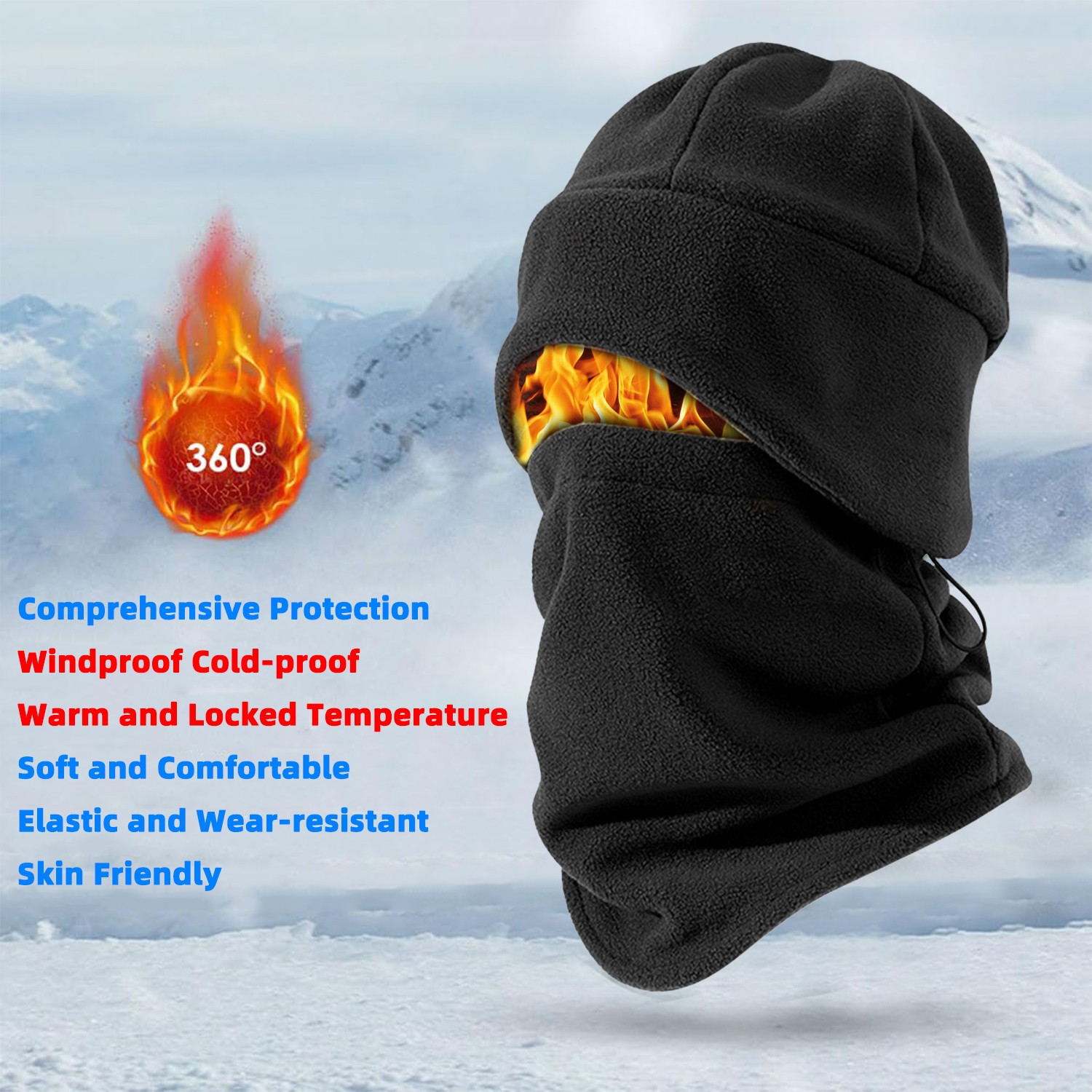 Winter Beanie and Scarf Set for Men&Women, Fleece Lined Knit Hat with Ear Flaps