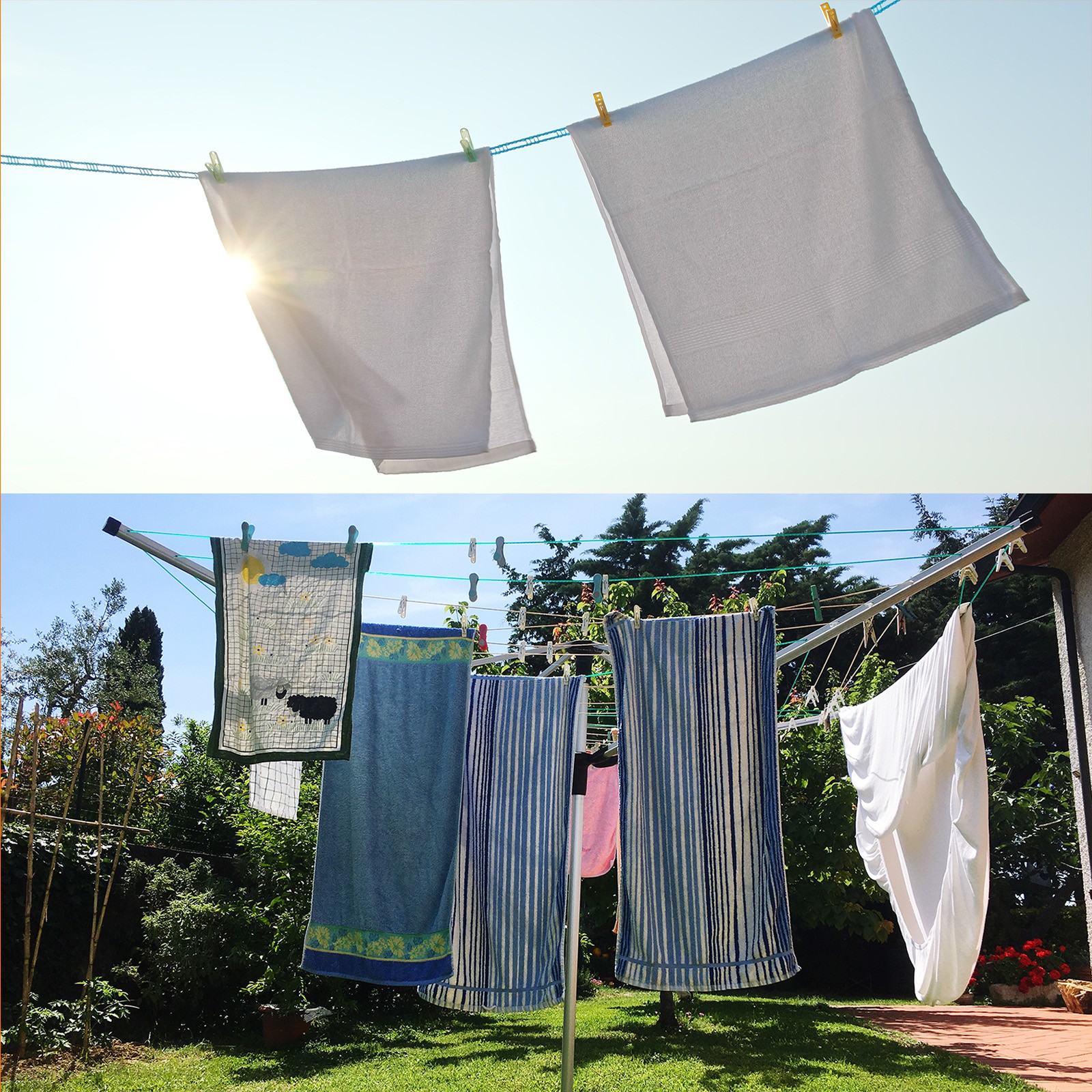 2pcs Windproof Clothesline 10M 33ft Plastic Non-Slip Clothes Drying Rope White