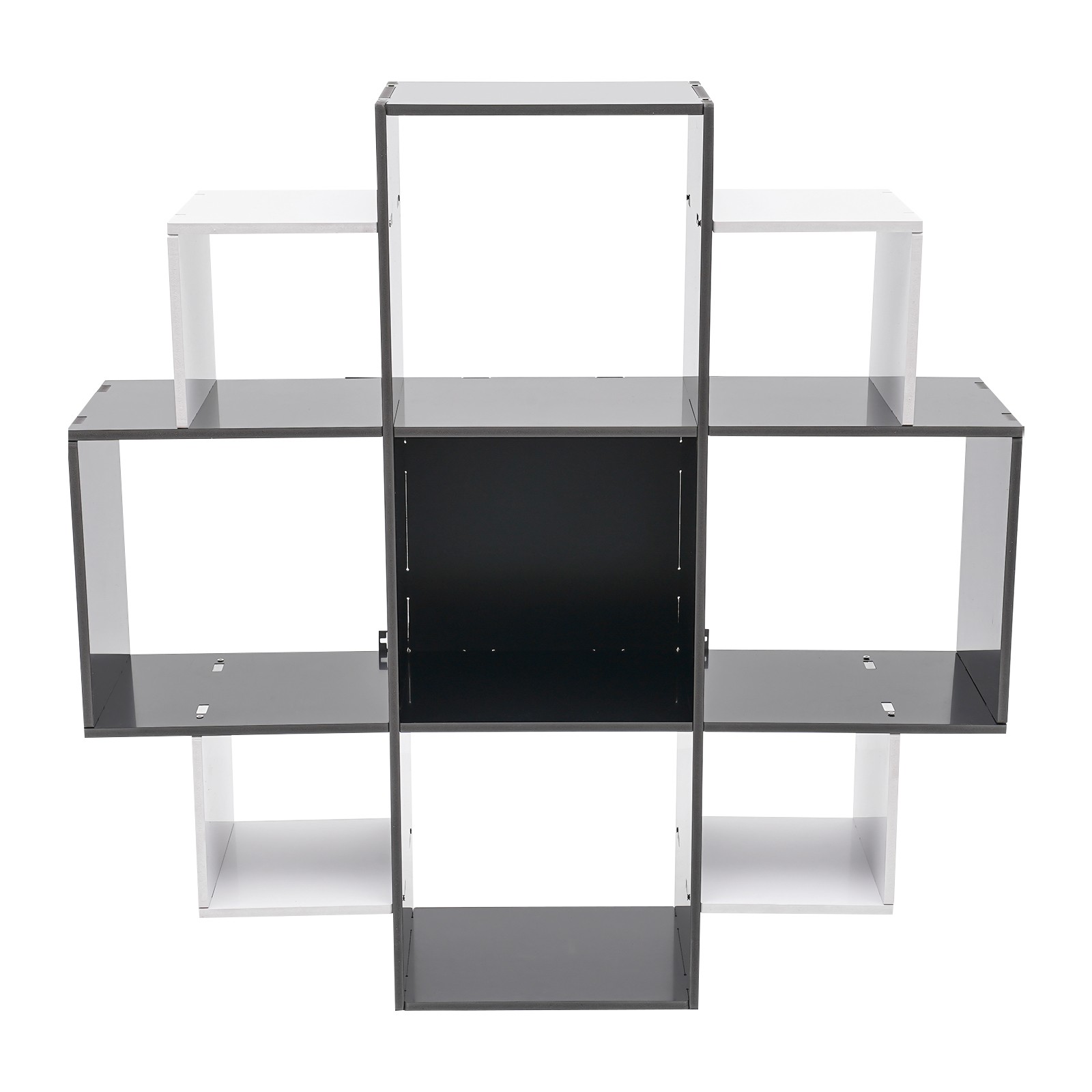 3 Tier Wall Mounted Bookcase Book Shelf 9 Compartments Home Decor Large Capacity