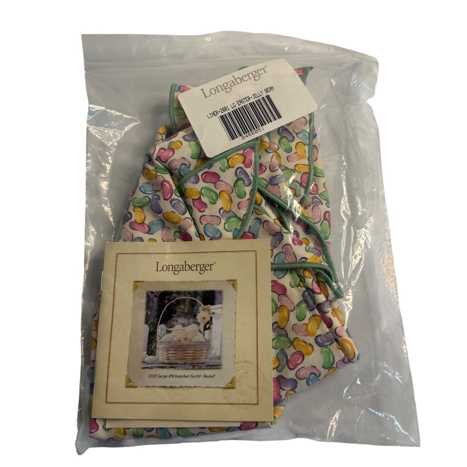 VTG Longaberger Basket Liner Multicolor Jelly Bean Large Easter 2001 Fabric
