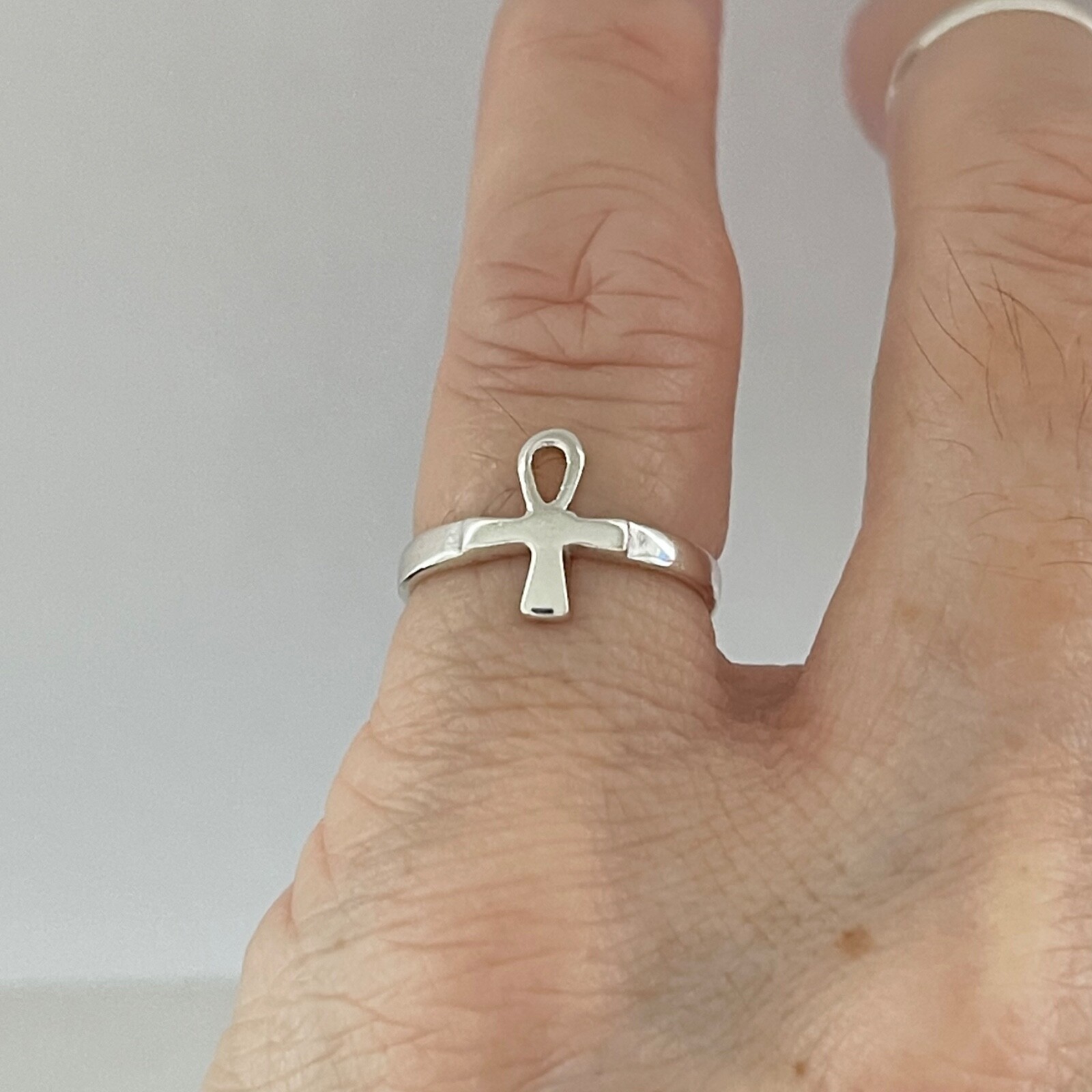 Sterling Silver Ankh Toe Ring, Cross Toe Ring, Silver Rings, Religious Ring