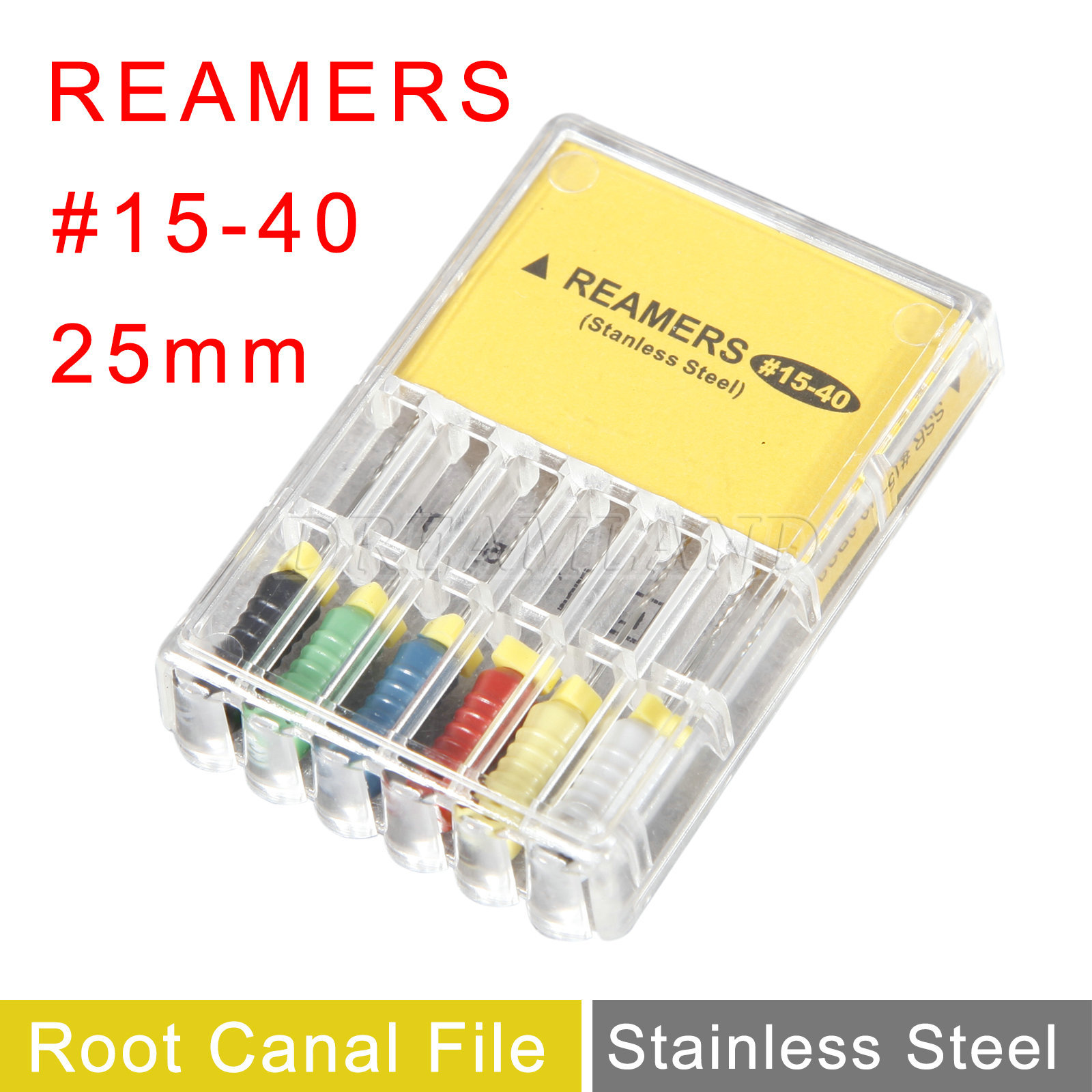 6PCS Dental Stainless Root Canal Endodontic Reamers 15-40# 25mm Hand Files R