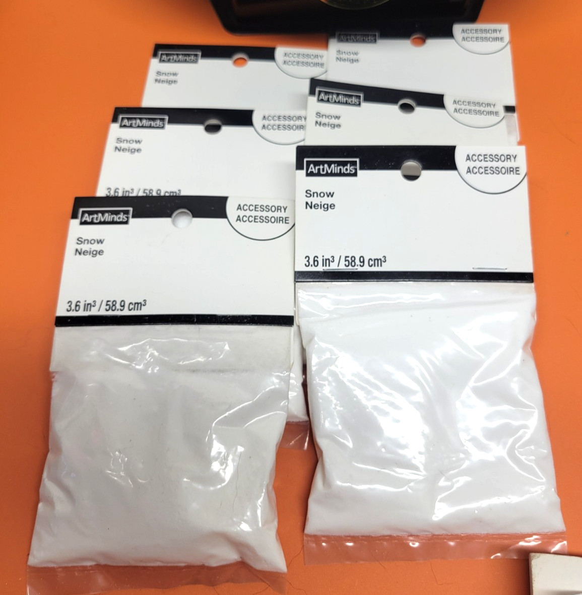 6 PACKAGES ART MINDS SUPER FINE SNOW FOR CRAFTS CHRISTMAS DISPLAY ORNAMENTS NIP