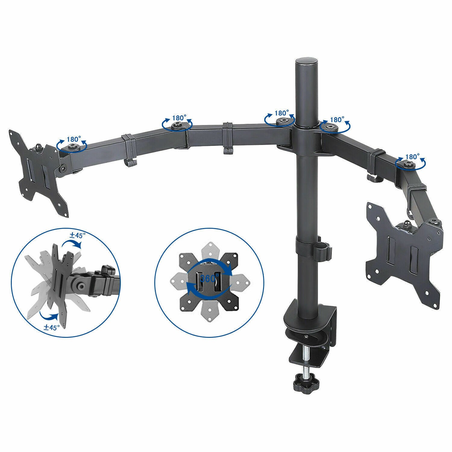 Dual Monitor LED LCD TV Swivel Desk Mount Stand 21 22 23 24 26 27" Monitor Mount