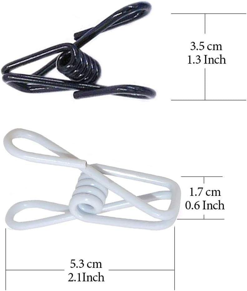 20 Pcs Black Clips, 2 Inch PVC Coating High Elasticity Strength