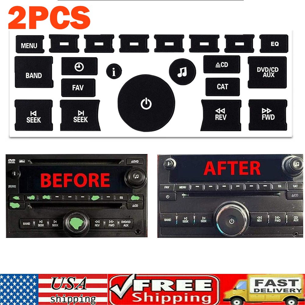 2 Sheets AC Control Radio Dash Button Repair Kit Sticker for Chevy GMC Decals