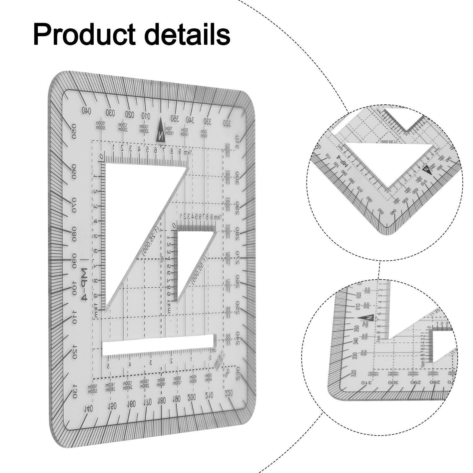 10 x 10cm Grid Protractor for Efficient Map Navigation and Measurement