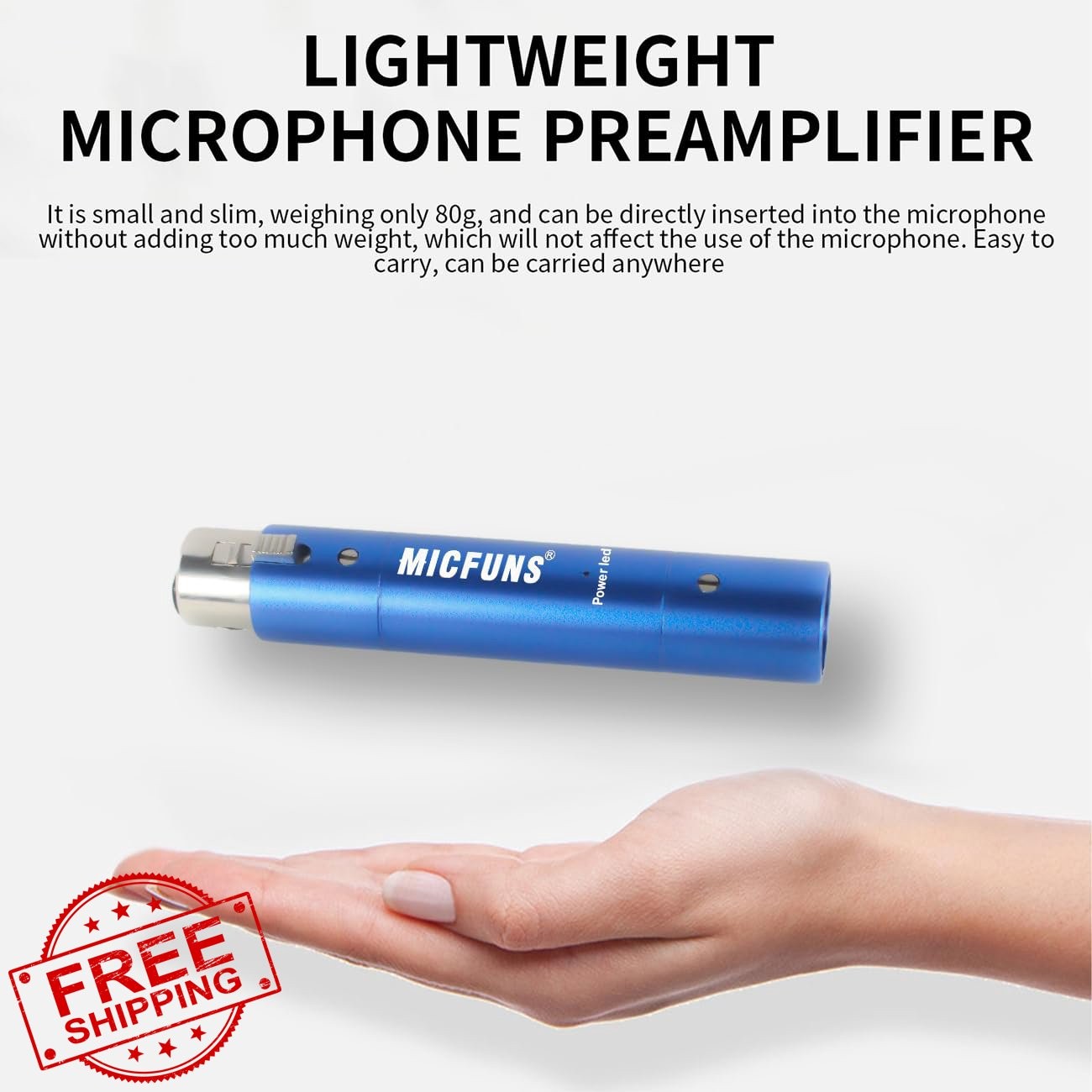 Micfuns M1 Inline Mic Preamp Booster 28dB Gain Blue Dynamic Ribbon