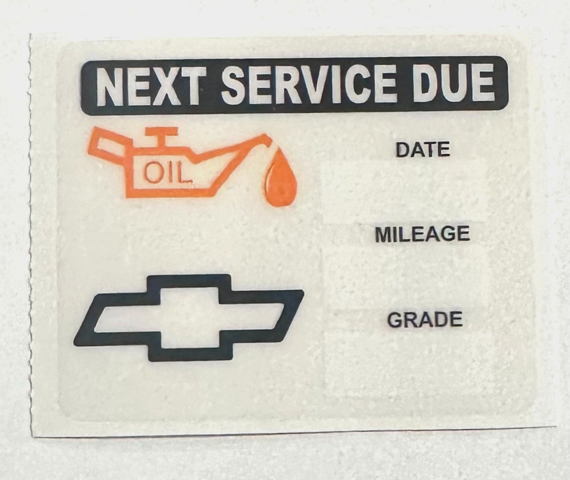 50 CHEVY BOW TIE LOGO STATIC CLING OIL CHANGE REMINDER STICKERS DECALS FREE S/H