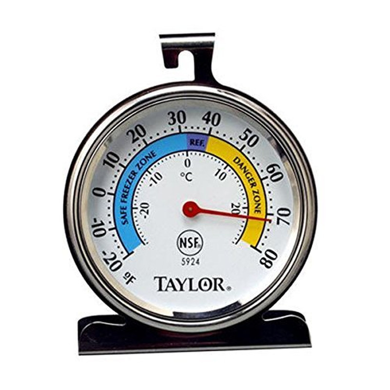 Refrigerator Freezer Thermometer Analog Large Dial Stainless Steel NSF