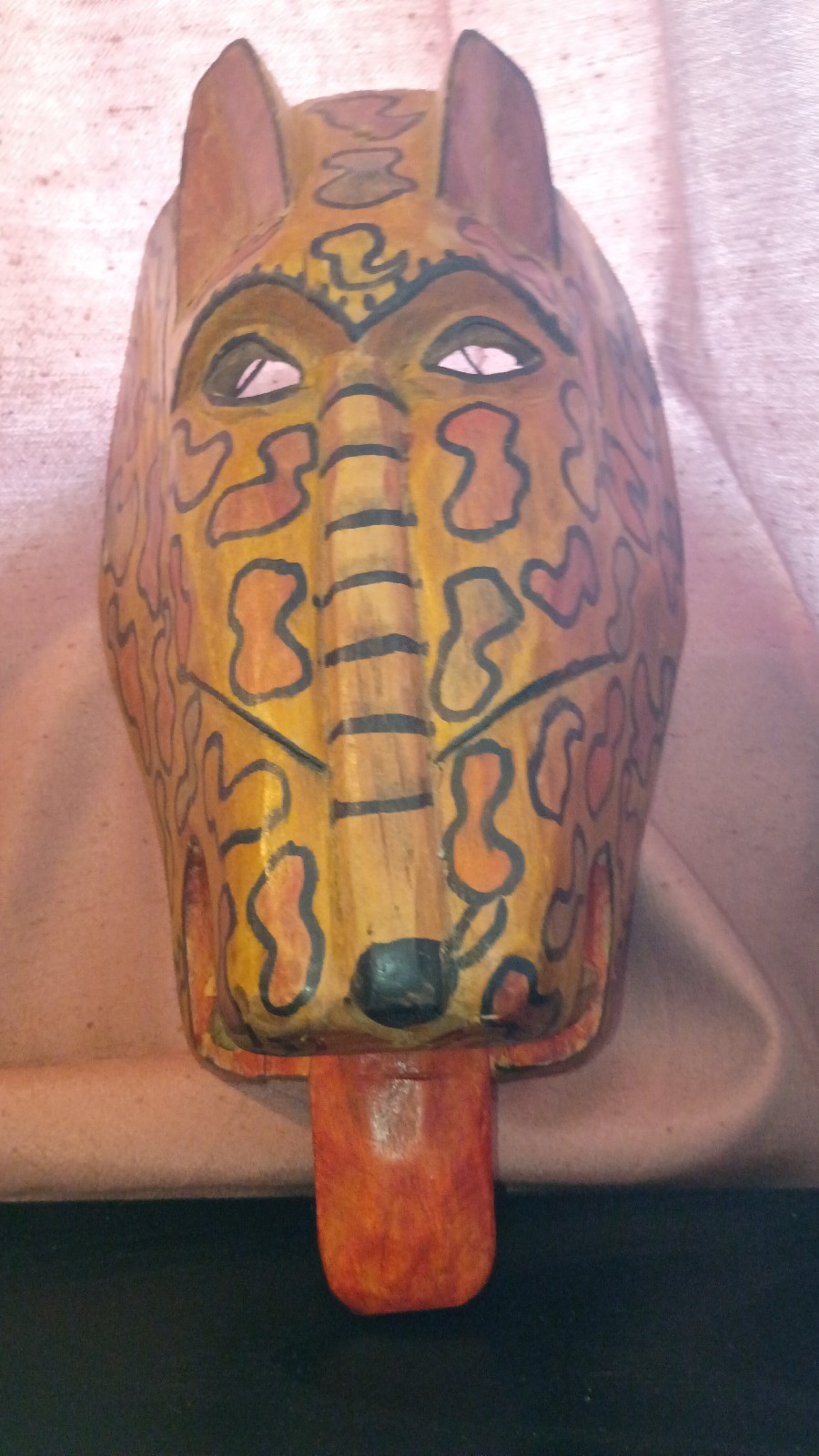 MAYAN HAND CARVED HAND PAINTED MASK FROM GUATEMALA