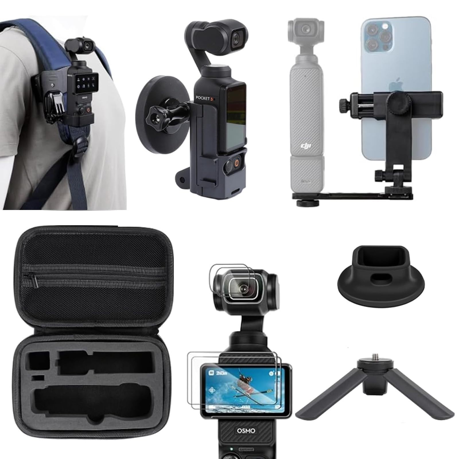 Accessories Kit for OSMO Pocket 3,Including Hard Shell Case,Magnetic Mount,Deskt