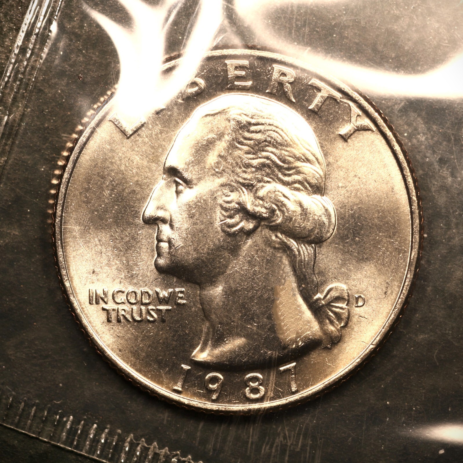 1987-D  WASHINGTON QUARTER 25c  Gem BU  'Still in Original Mint Cello'    F910