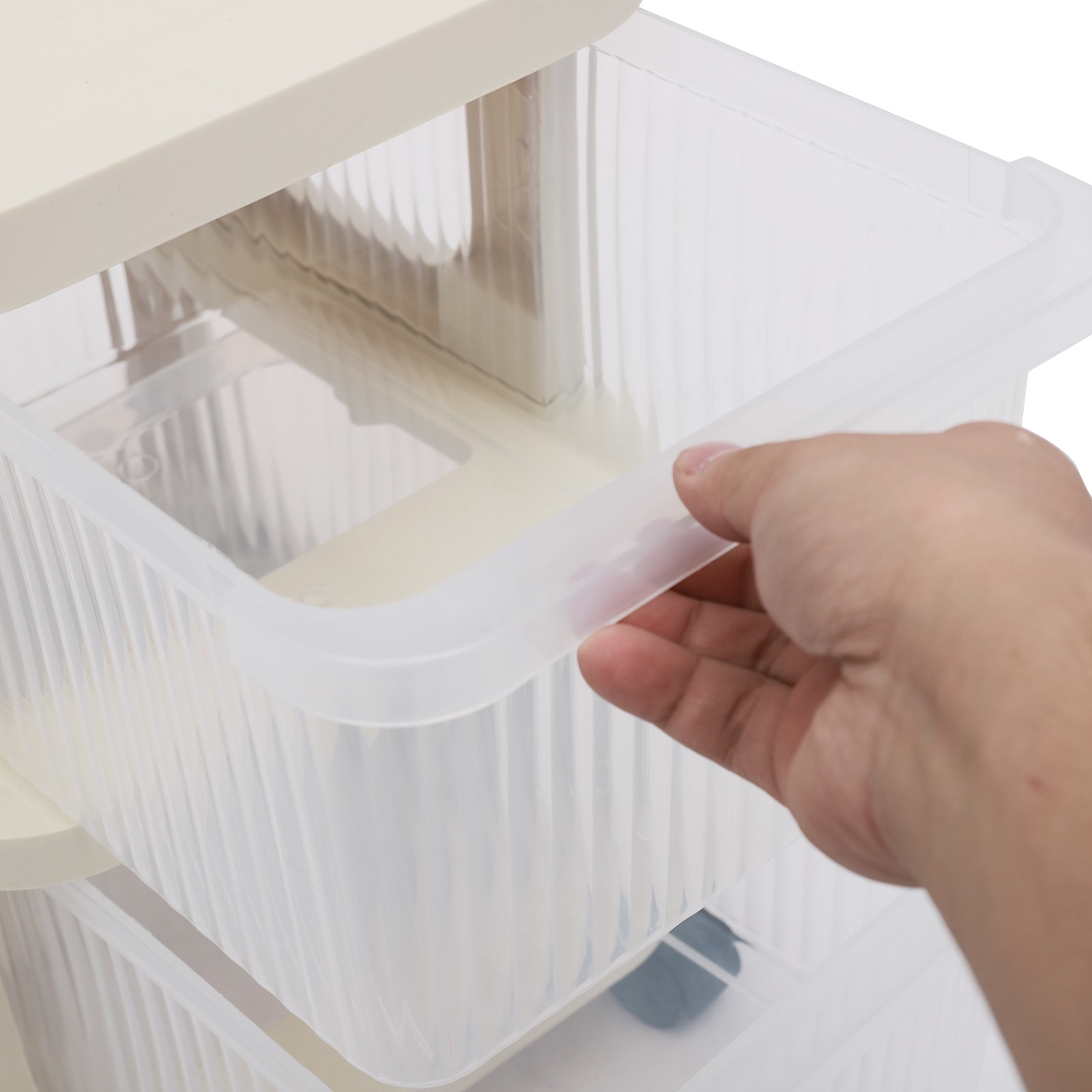 2-Drawer Rolling Storage Cart with 4 Wheels, White PP Organizer
