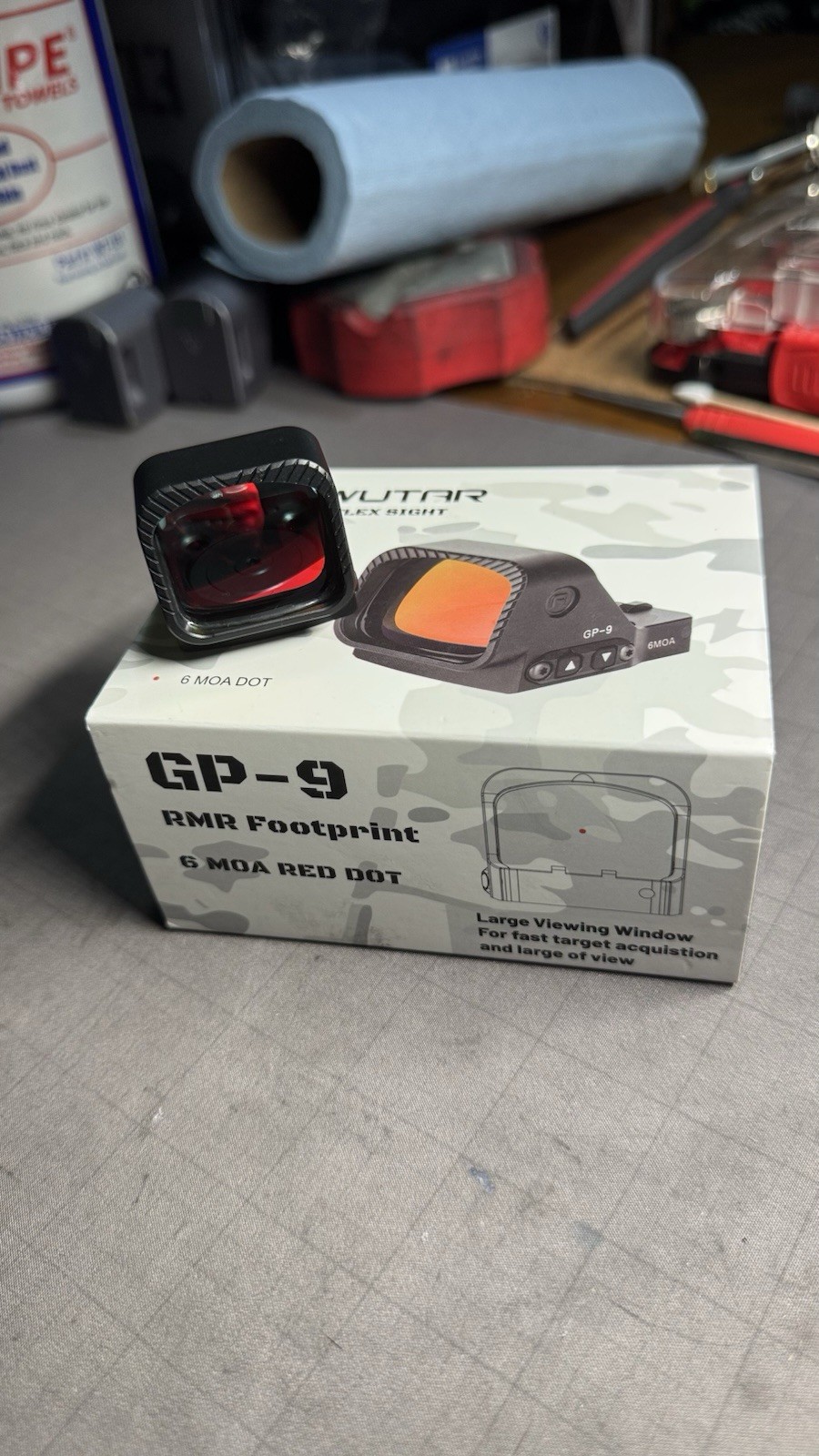 Gowutar GP-9 RMR Footprint 6 MOA Red Dot Sight Large Window Black