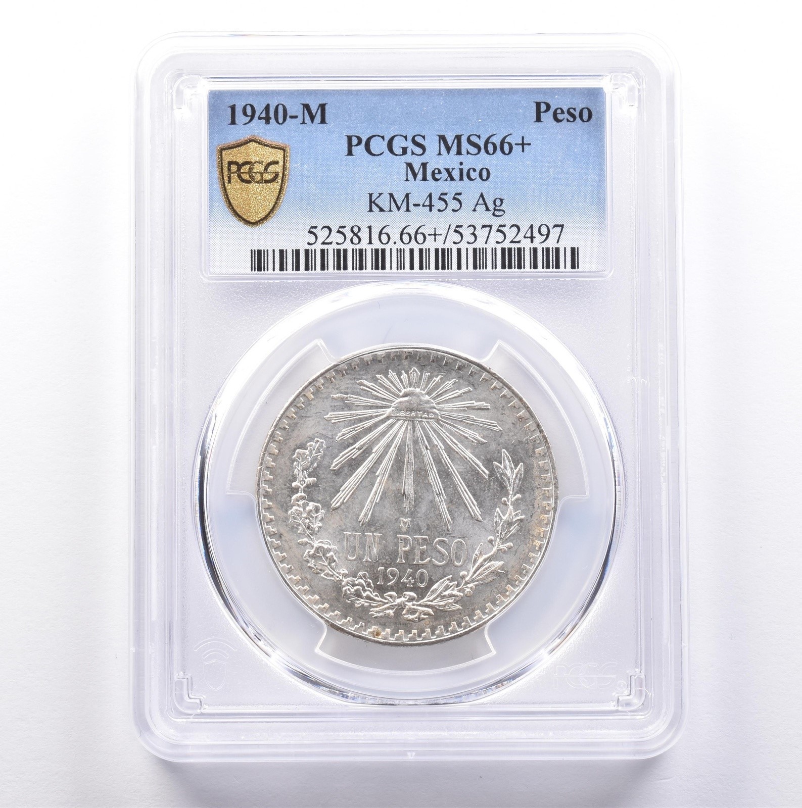 1940 M Mexico Peso Silver KM-455 MS66+ PCGS *9068