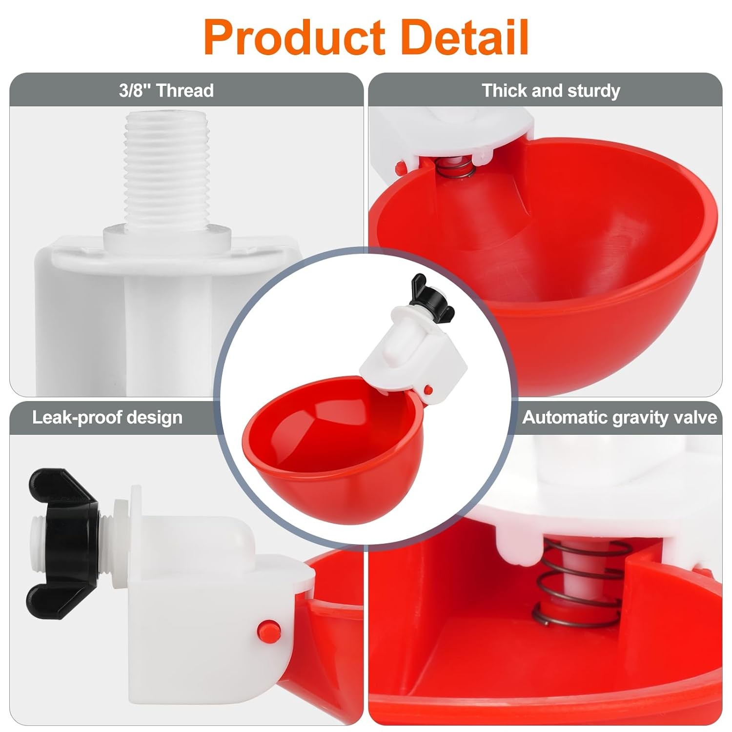 Automatic Chicken Waterer Cups 6 Pack Large Chicken Feeder Watering System