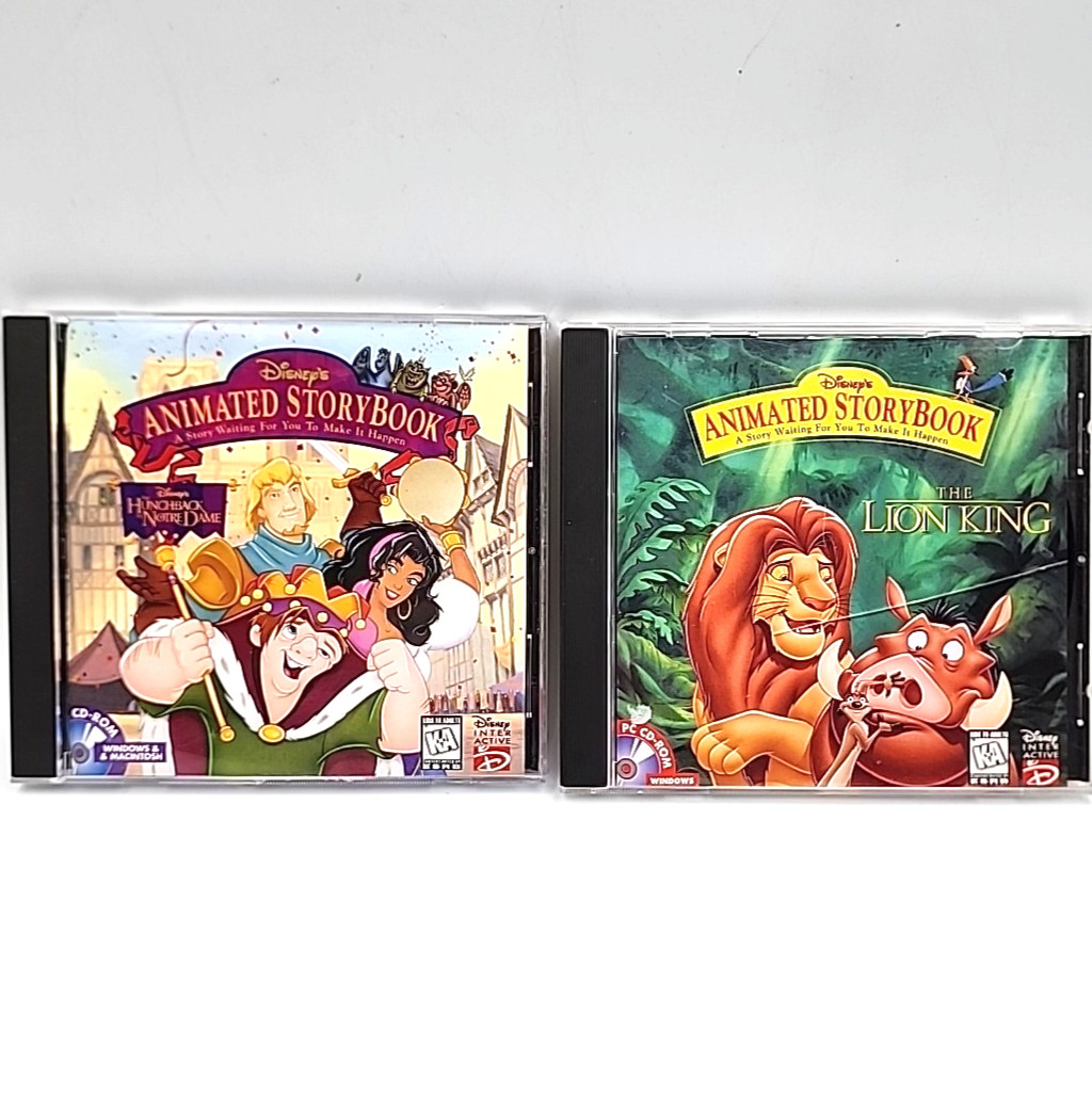 Disney Animated StoryBook PC CD-ROM Lot of 2 Lion King + Hunchback Vintage