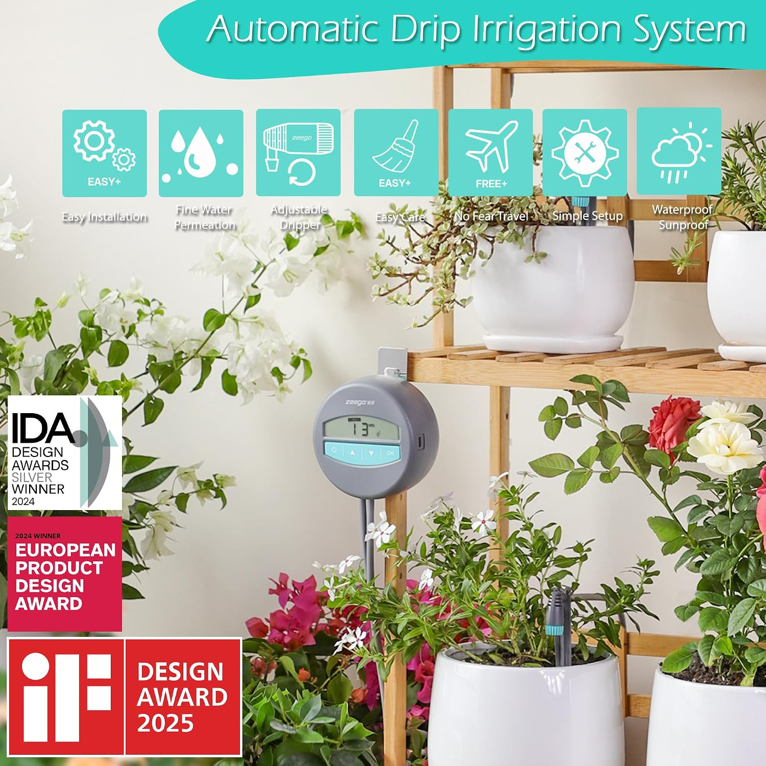 Automatic Drip Irrigation Kit with Digital Programmable Water Timer