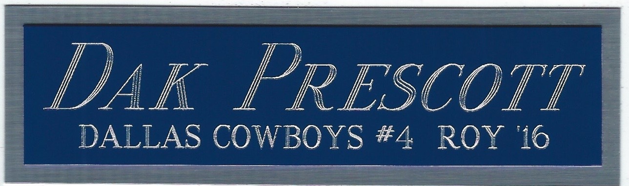 DAK PRESCOTT COWBOYS NAMEPLATE AUTOGRAPHED Signed FOOTBALL JERSEY PHOTO HELMET