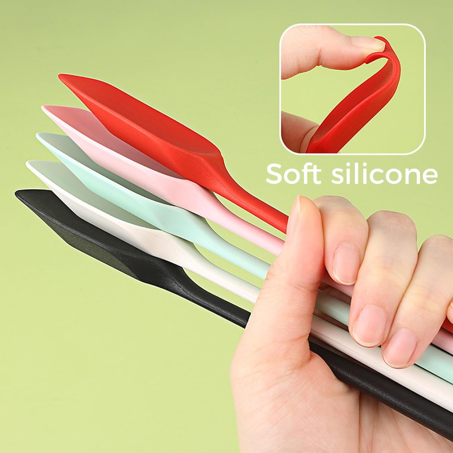 4 Pcs Spoonula Spatula Silicone Set - Heat Resistant Food Grade Flexible Spoon S