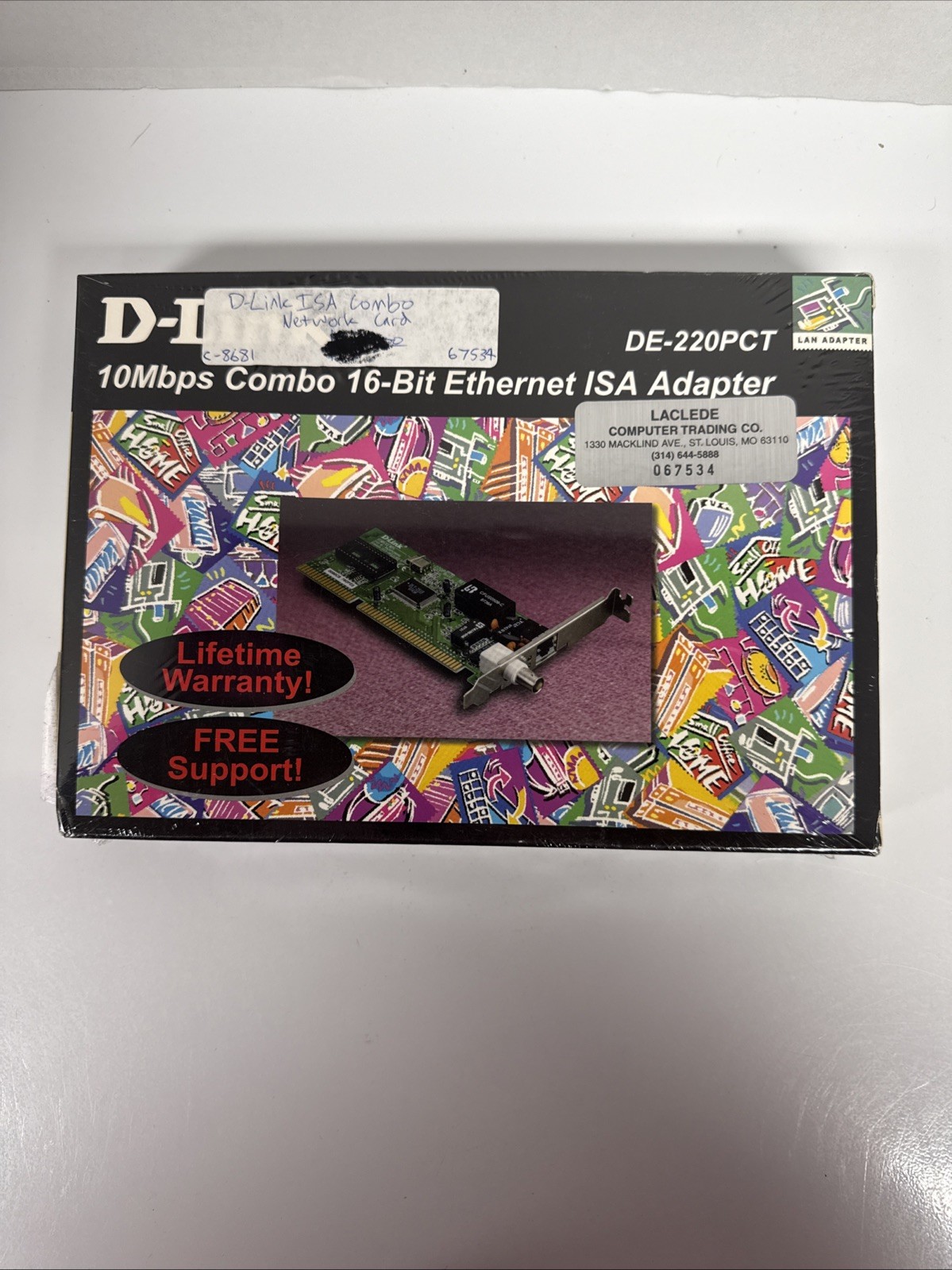 D-Link DE-220PCT 10Mbps Combo 16-Bit Ethernet ISA Adapter-New Sealed Unopened