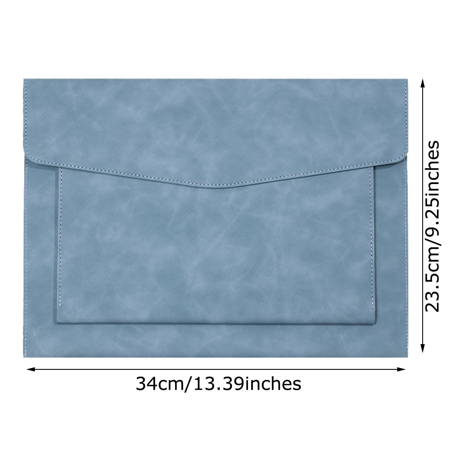 Cyan PU Leather A4 File Folder Document Holder 2 Compartment Snap Closure
