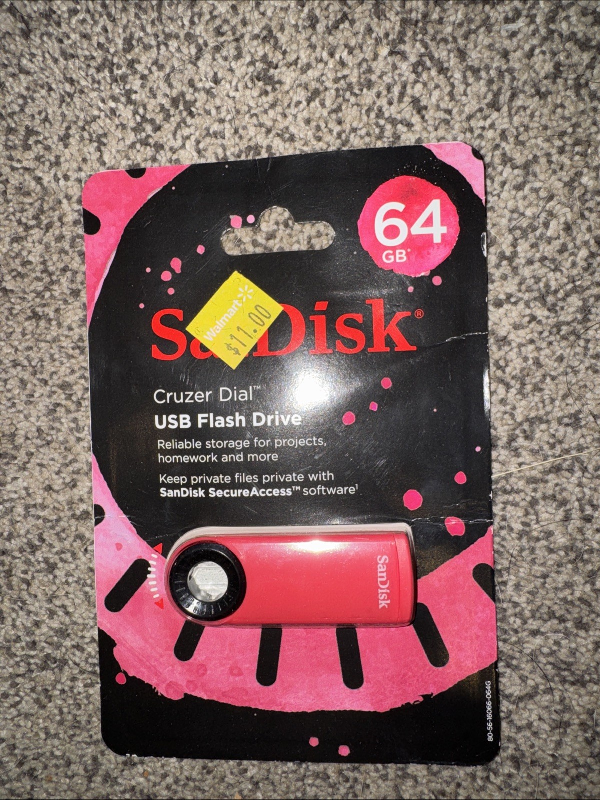 NEW SanDisk Cruzer Dial USB Flash Drive 64 GB Pink