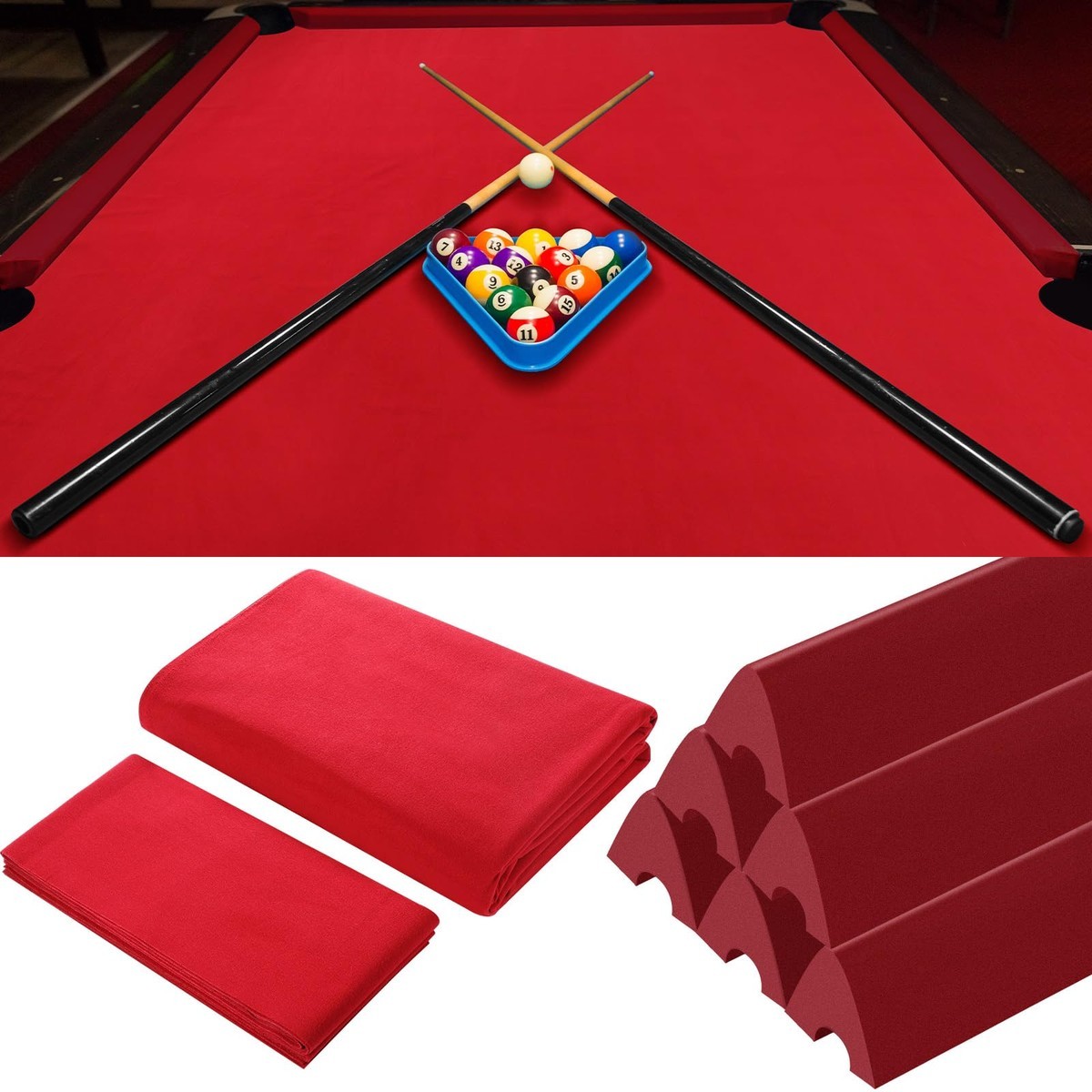 Mixweer Billiard Cloth For 8 Ft Pool Table Pre Cut Felt 6 Cloth Strips And 6