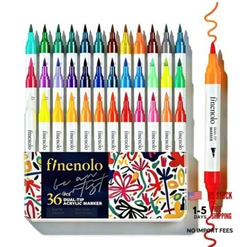 72 Acrylic Paint Markers - 36 Dual Brush Tip Art Markers - Water Based