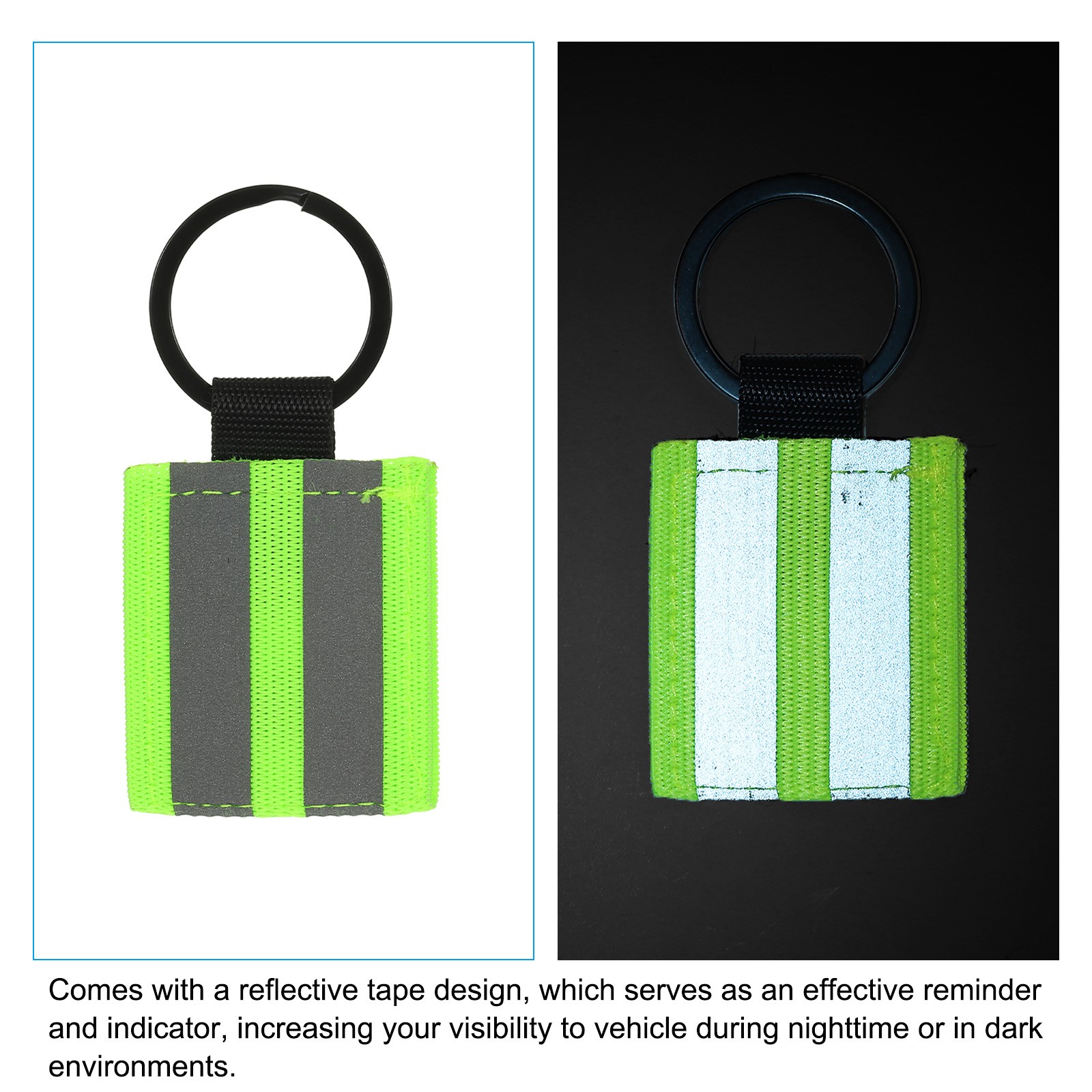 4 Pcs Reflective Keychain Tag, Reflective Zipper Pulls, Green
