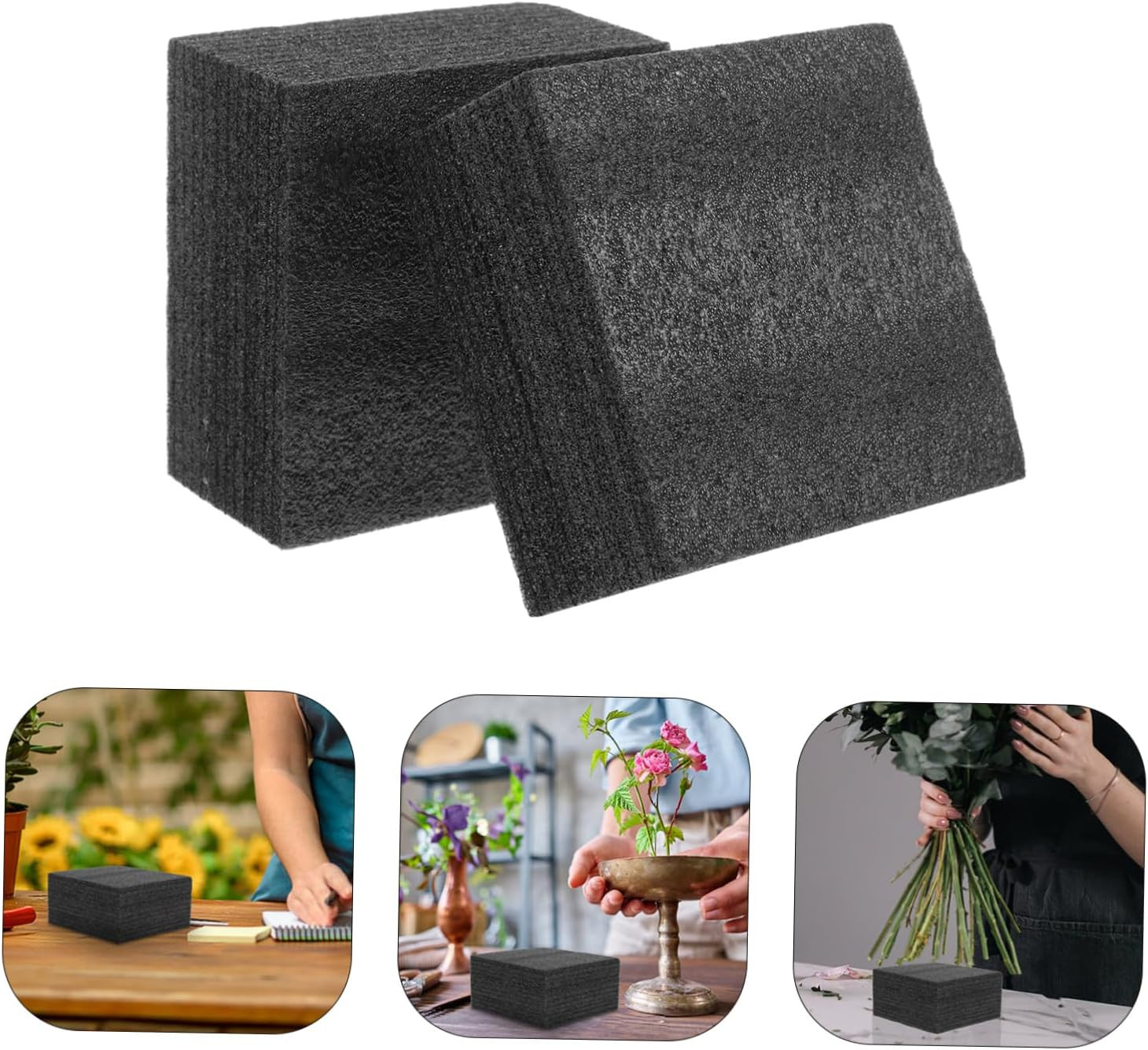 Black Floral Foam Sheets 2 Pack 5.90X5.70X2.95 Inch High Density Reusable Cus...