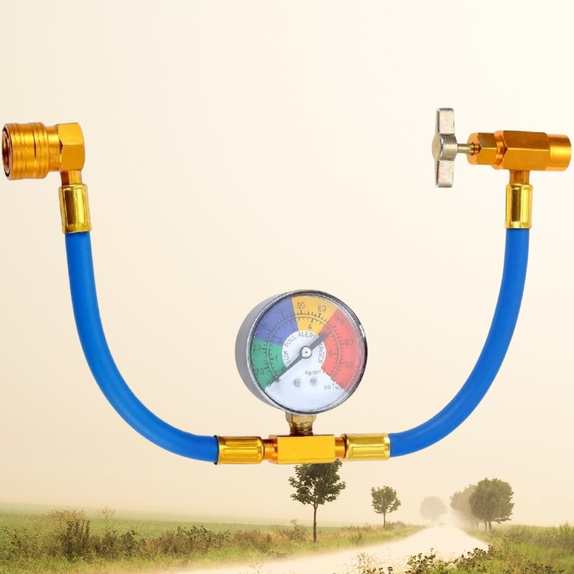 R134A AC Recharge Hose Kit with Gauge CarAir Conditioning PressureMeasuring Tool