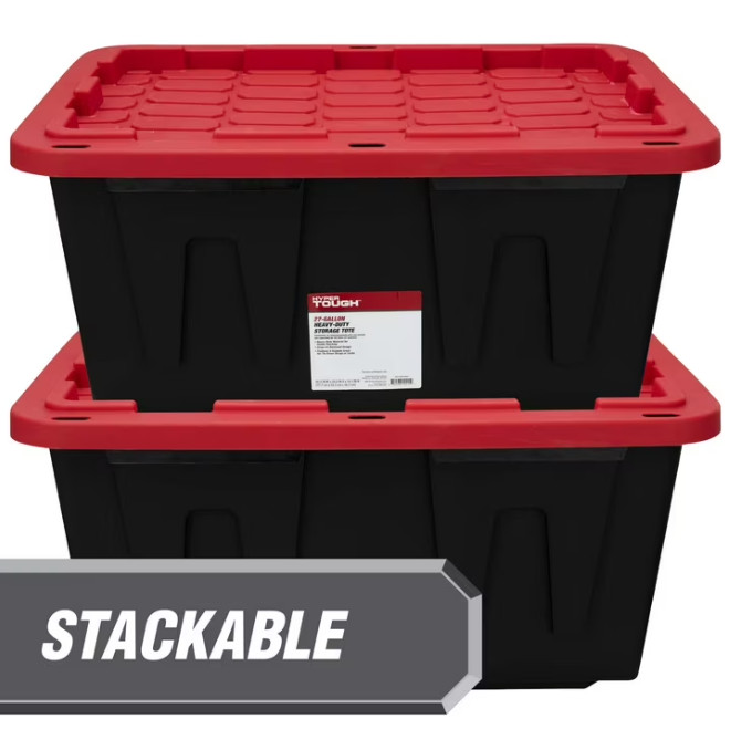 4 Pack 27 Gallon Heavy Duty Plastic Storage Bin with Snap Lid