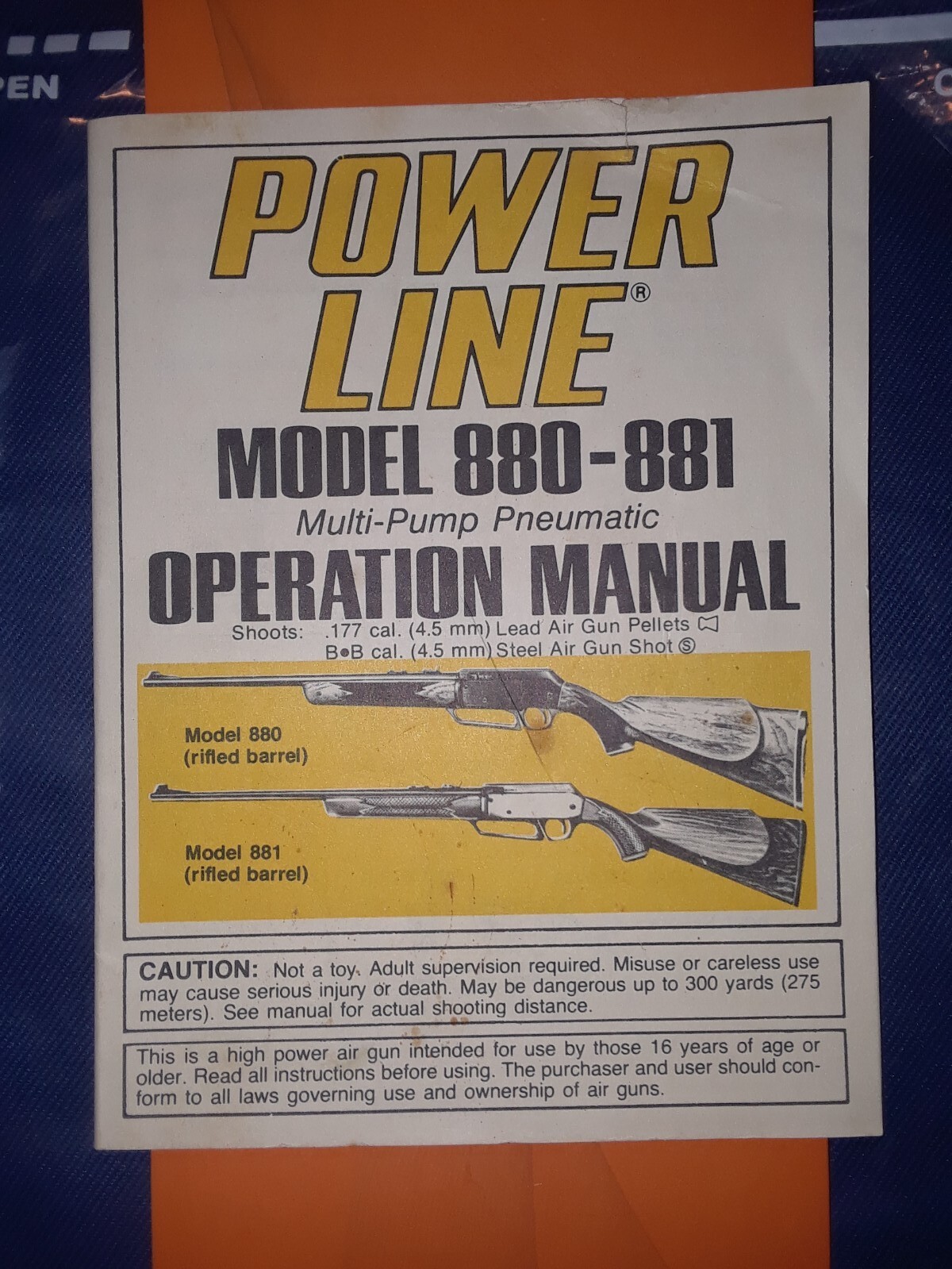 Vintage Daisy Powerline BB Air Gun Model 880-881 Operation Manual