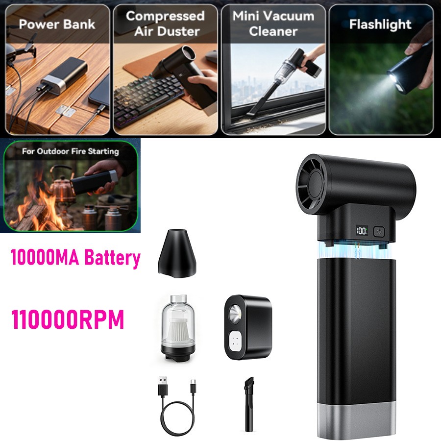 Multif Electric Air Duster Blower Fan Car Vacuum Cleaner 240Min Handheld 2026