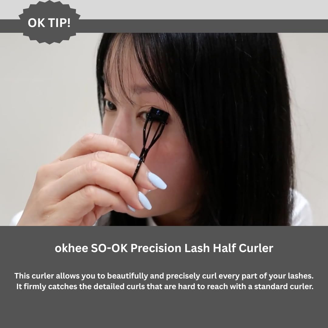 Okhee SO-OK Precision Lash Half Curler – Inner & Outer Corner Eyelash Curler for